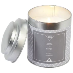 Bougie parfumée dans pot en métal senteur coton