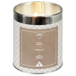 Bougie parfumée dans pot en métal senteur vanille