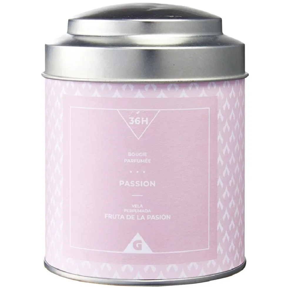 Bougie parfumée dans pot en métal senteur passion