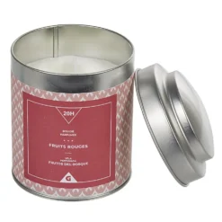 Bougie parfumée dans pot en métal senteur fruits rouges