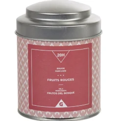 Bougie parfumée dans pot en métal senteur fruits rouges
