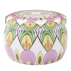 Bougie parfumée dans pot métal motif indien coloré 10H (3 modèles)