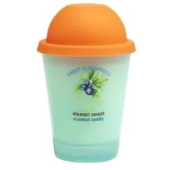 Bougie parfumée dans pot verre façon sorbet senteur fruit Ø9,5xH10cm (3 modèles)