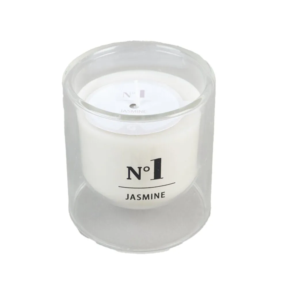 Bougie parfumée dans verre double paroi senteur jasmin 25H