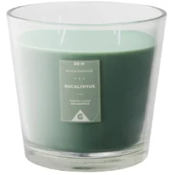 Bougie parfumée dans verre senteur eucalyptus Ø13,5xH12,5cm 30H