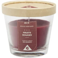 Bougie parfumée dans verre senteur fruits rouges