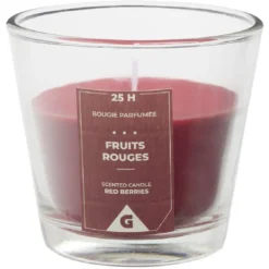 Bougie parfumée dans verre senteur fruits rouges