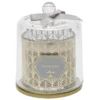 Bougie parfumée grise sous cloche transparent doré