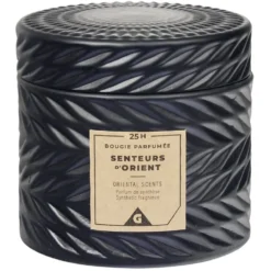Bougie parfumée noire design relief senteur d'Orient 25H