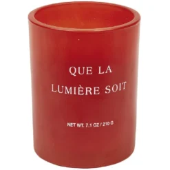 Bougie parfumée orange dans verre avec message imprimé