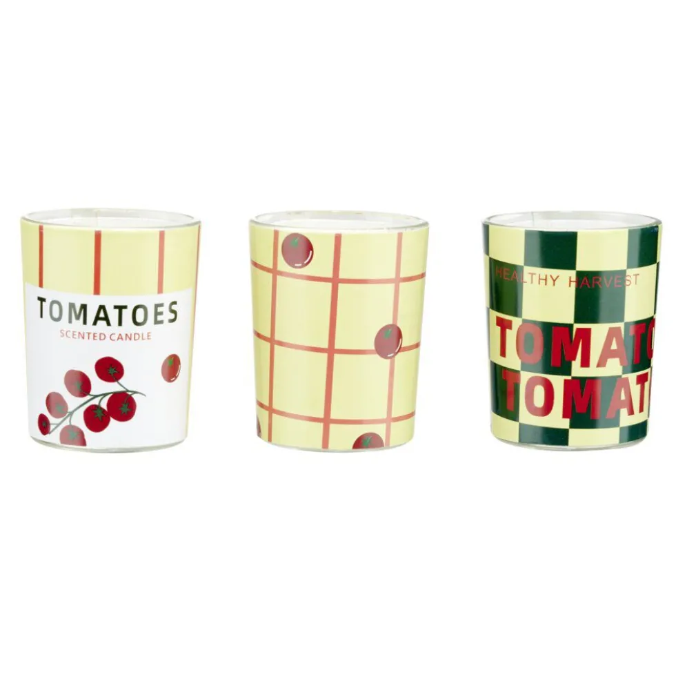 Bougie parfumée x3 dans pot verre décoré Ø5xH6cm (3 modèles)
