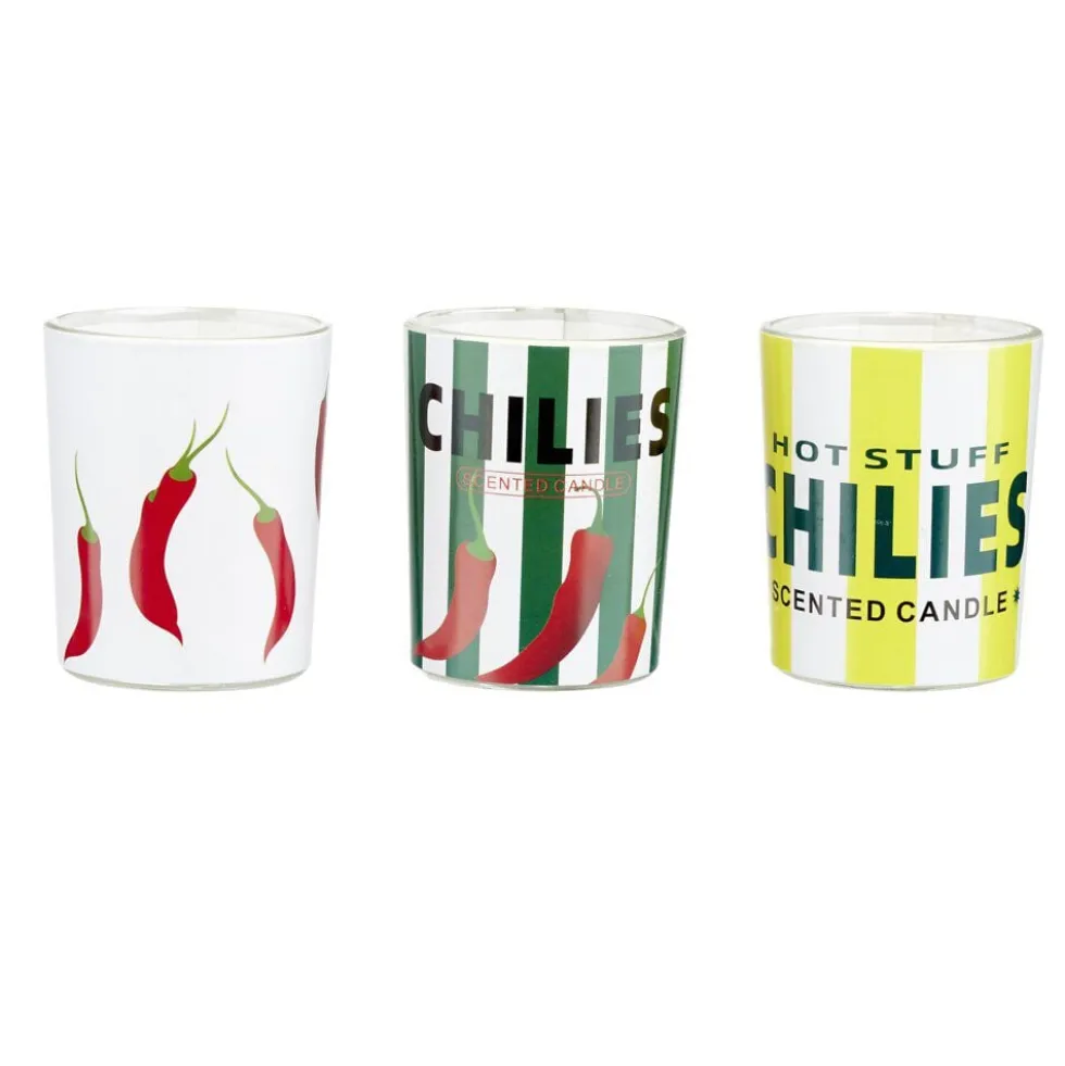 Bougie parfumée x3 dans pot verre décoré Ø5xH6cm (3 modèles)