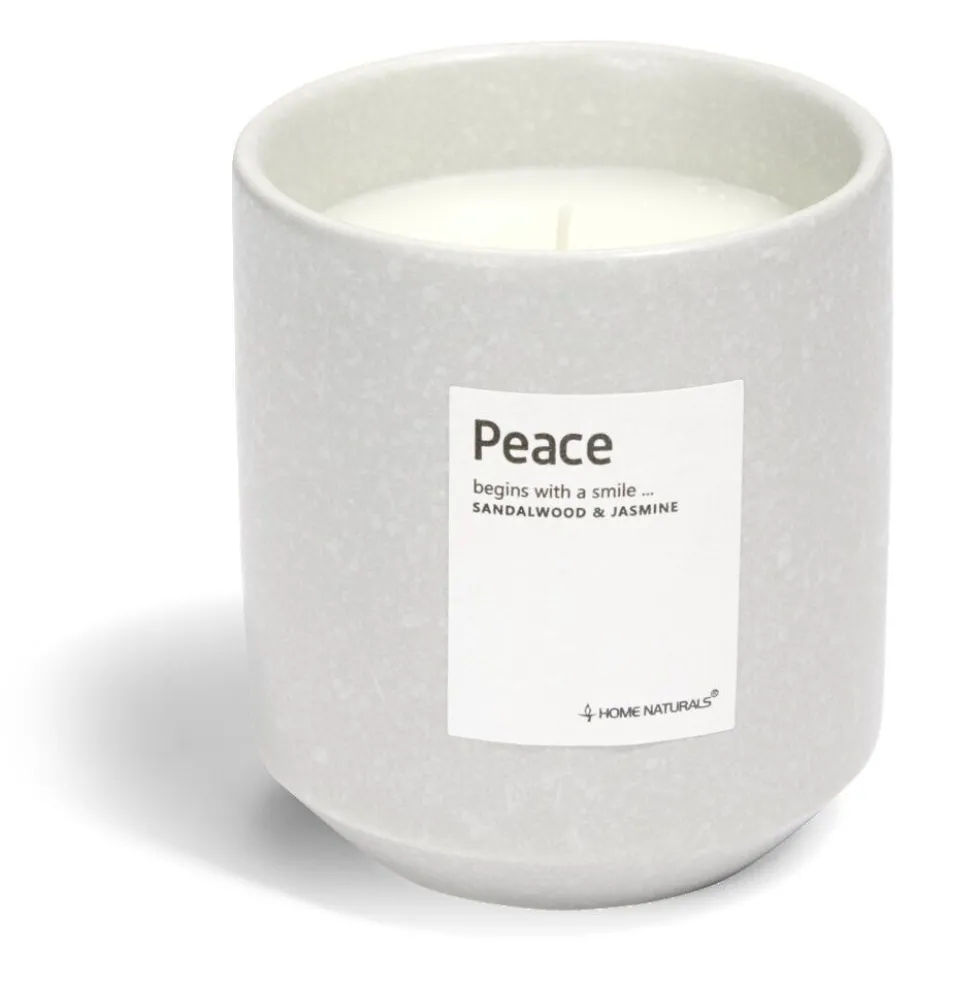 Bougie Peace pot céramique Ø8xH9cm gris