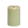 Bougie pilier à LED striée vert Ø7xH10cm