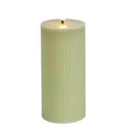 Bougie pilier à LED striée vert Ø7xH15cm