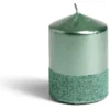 Bougie pilier pailleté vert Ø7xH10 cm
