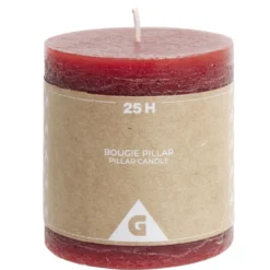 Bougie pillar rouge 25H