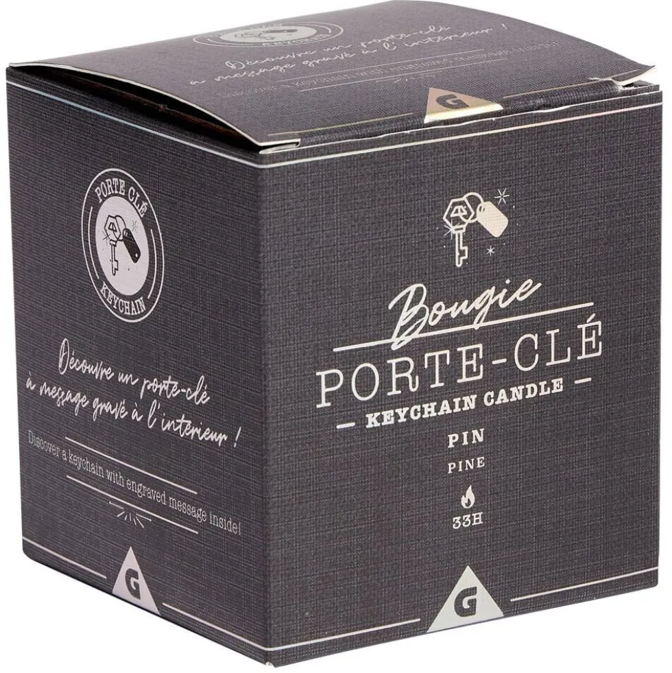 Bougie porte-clé argenté senteur pin 33H