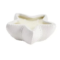 Bougie pot céramique forme coquillage blanc 14x9xH7cm (2 modèles)