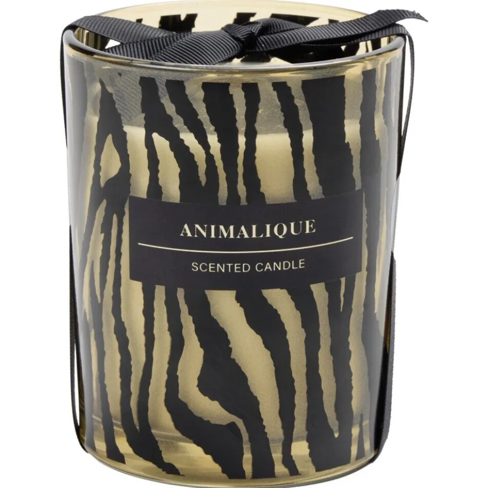 Bougie pot en verre motif pelage animal Ø10xH12,5cm (2 modèles léopard ou tigre)