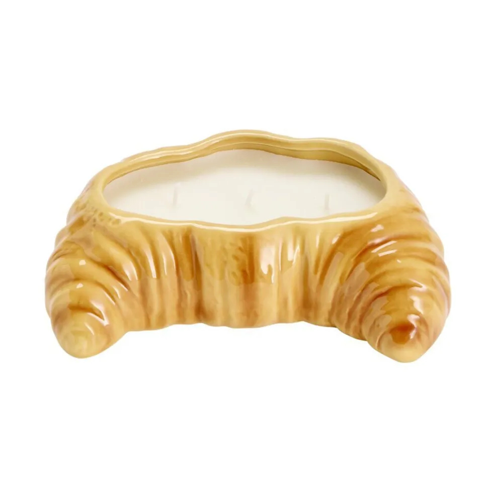 Bougie pot forme croissant céramique 16x10xH5cm