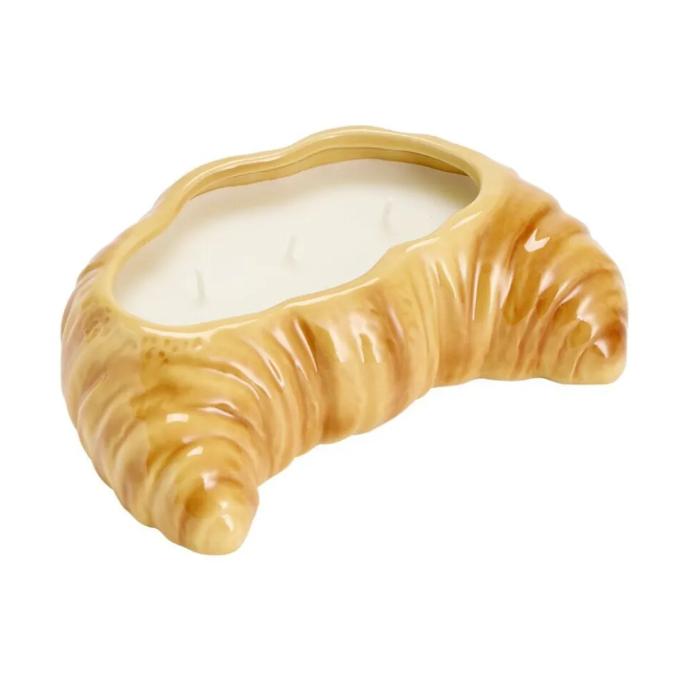 Bougie pot forme croissant céramique 16x10xH5cm