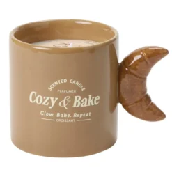 Bougie pot forme mug anse viennoiserie Ø9xH5cm (4 modèles)
