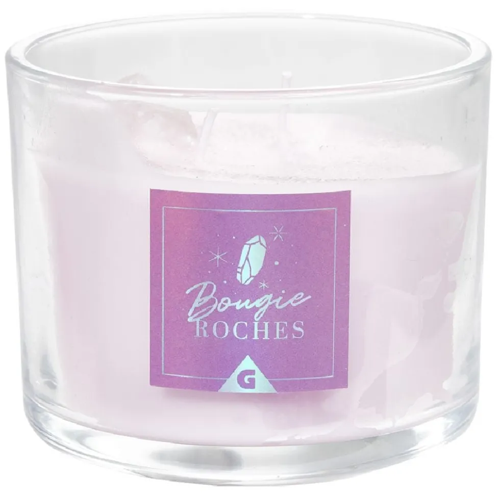 Bougie roche améthyste sérénité violet 35H