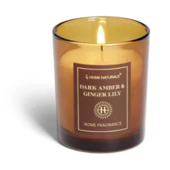 Bougie senteur ambre et gingembre dans pot en verre Ø6,4xH7,9cm marron