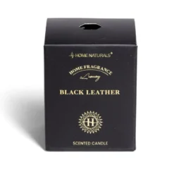 Bougie senteur cuir dans pot en verre Ø6,4xH7,9cm noir
