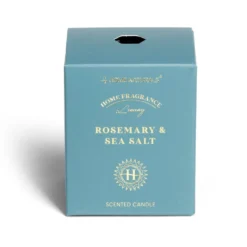 Bougie senteur romarin et sel marin dans pot en verre Ø6,4xH7,9cm bleu