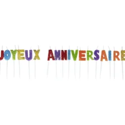 Bougies Joyeux anniversaire multicouleur à paillettes