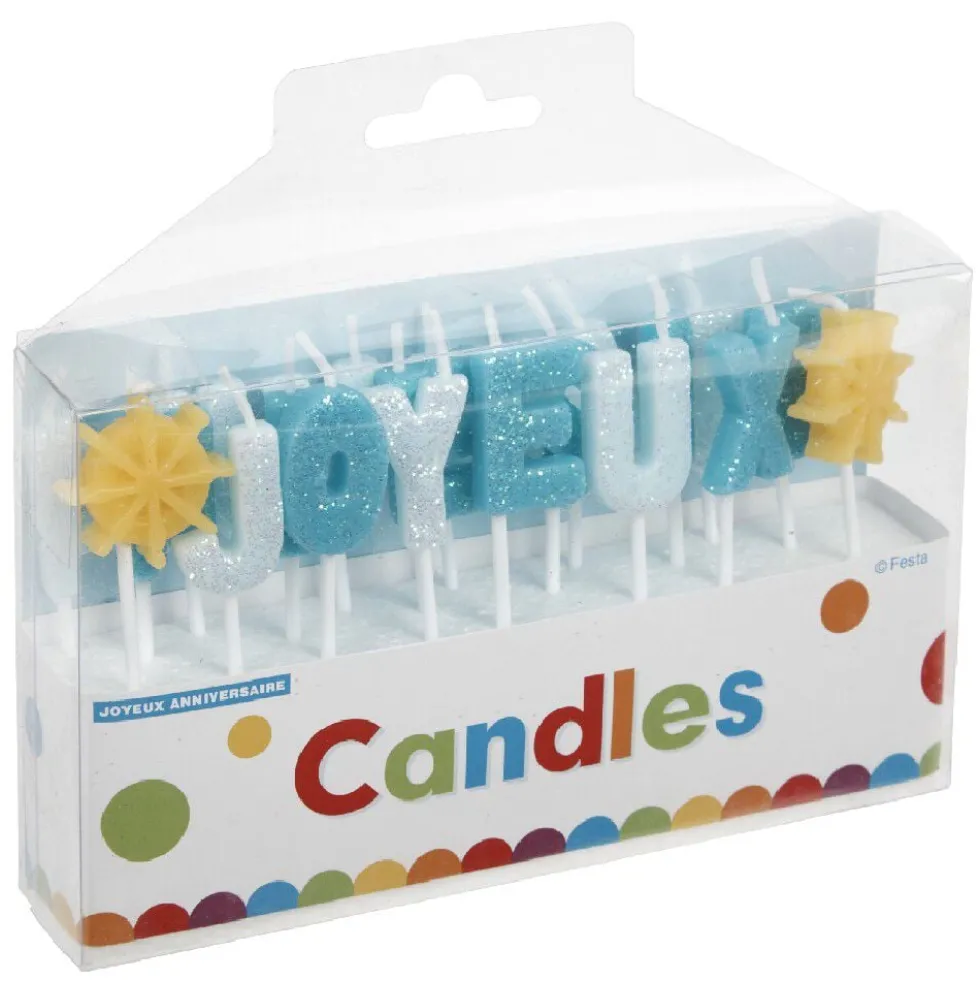 Bougies Joyeux anniversaire bleu