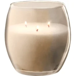 Bougie XL dans verre coloré beige senteur jasmin orchidée 36H