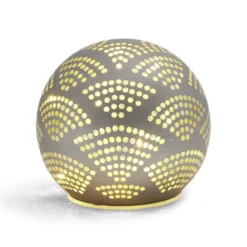 Boule déco LED verre et métal grise Ø12cm