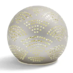 Boule déco LED verre et métal grise Ø12cm