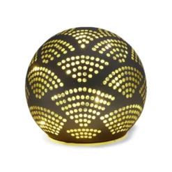 Boule déco LED verre et métal grise Ø12cm