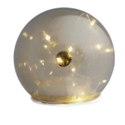 Boule déco LED verre et métal gris argent Ø12cm
