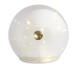 Boule déco LED verre et métal gris argent Ø12cm