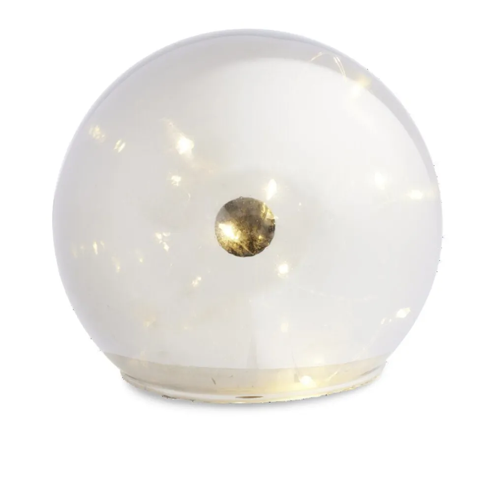 Boule déco LED verre et métal gris argent Ø12cm