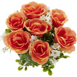 Boule de fleurs artificielles Rose orange - 7 têtes