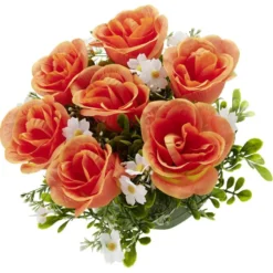 Boule de fleurs artificielles Rose orange - 7 têtes