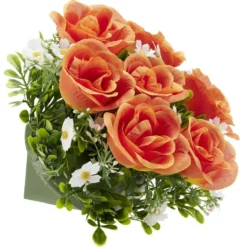 Boule de fleurs artificielles Rose orange - 7 têtes