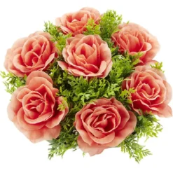 Boule de fleurs artificielles Rose et gypsophile blanc - 7 têtes