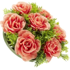 Boule de fleurs artificielles Rose et gypsophile blanc - 7 têtes