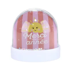 Boule à neige paillettes Merci pour cette année blanc
