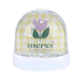 Boule à neige paillettes Merci pour cette année rose