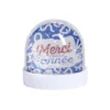Boule à neige paillettes Merci pour cette année bleu