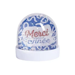 Boule à neige paillettes Merci pour cette année bleu