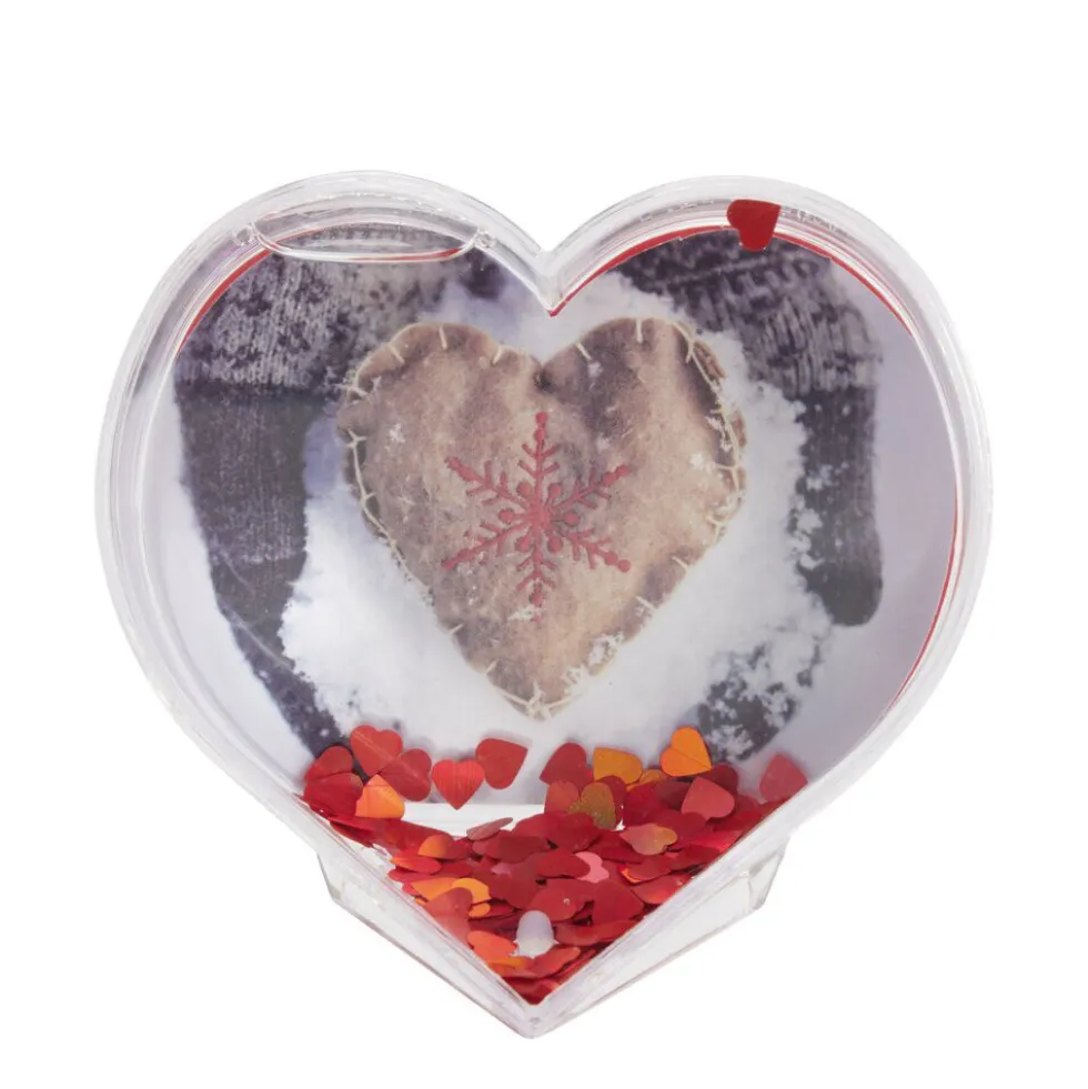 Boule à neige personnalisable forme coeur en verre 9,5x9,5cm